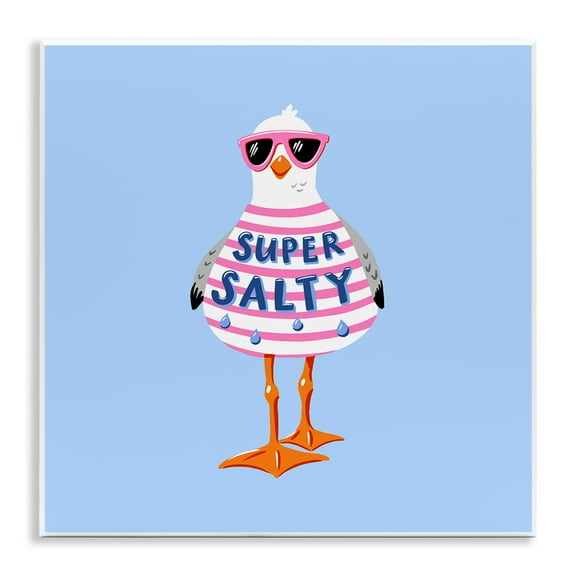 Stupell Industries Super Salty Sassy Seagull Wall Plaque Art design by Bex Morley Design, 12 x 12