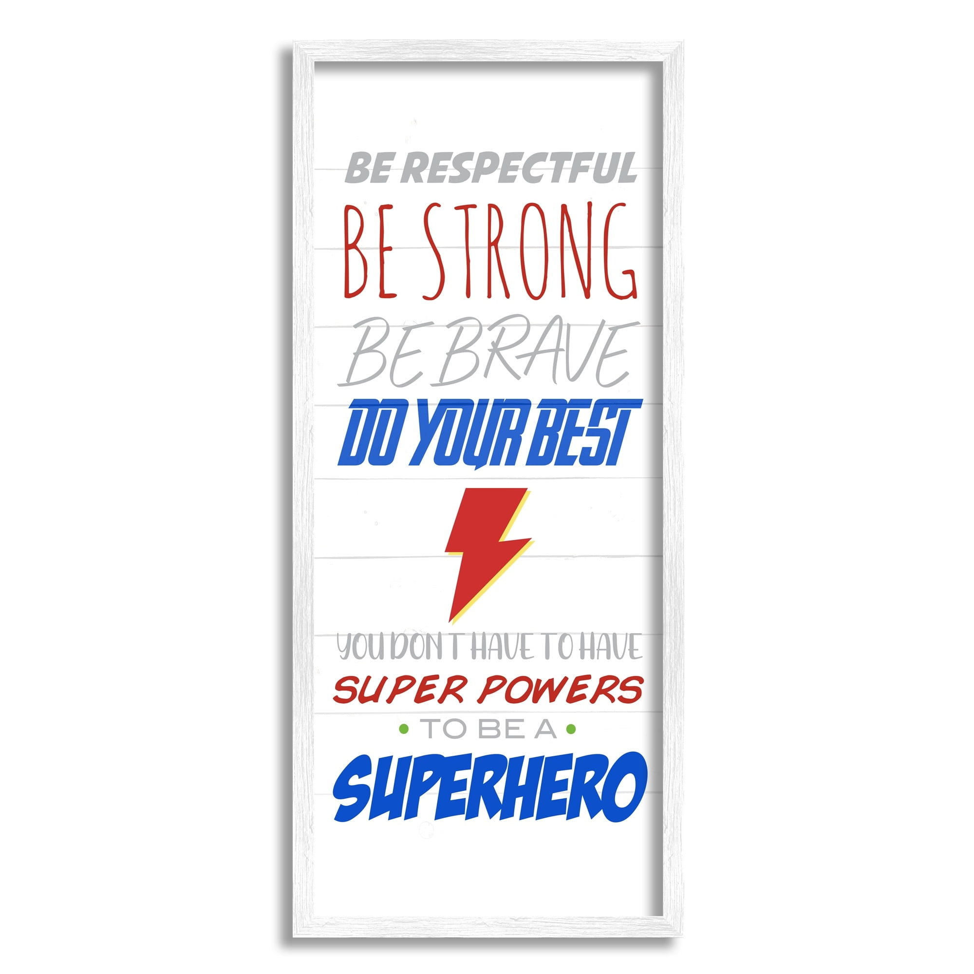 Stupell Industries Superheroes Do Their Best Phrase Thunderbolt Symbol ,13 x 30, Design by Anna Quach