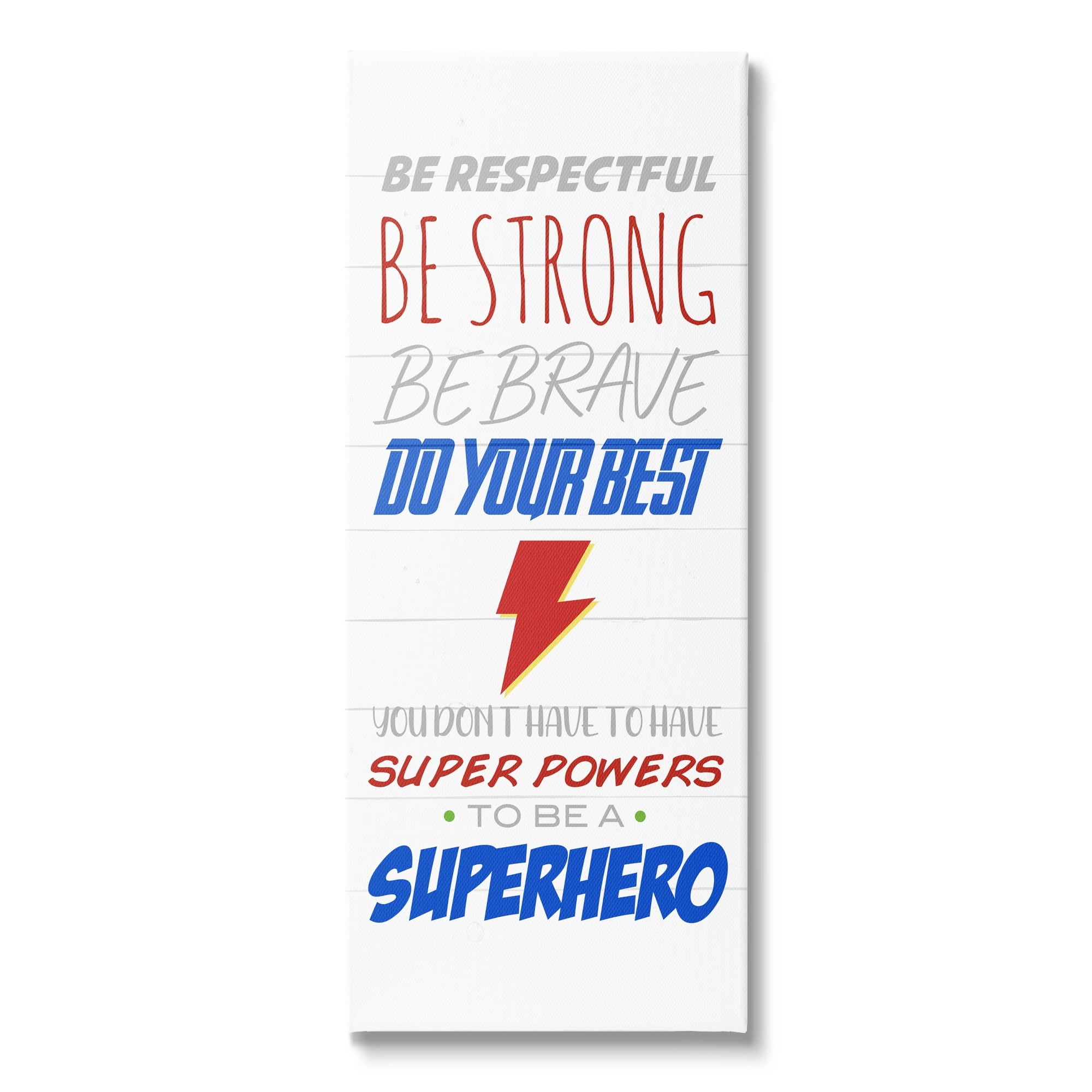 Stupell Industries Superheroes Do Their Best Phrase Thunderbolt Symbol ,13 x 30, Design by Anna Quach
