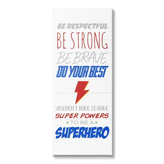 Stupell Industries Superheroes Do Their Best Phrase Thunderbolt Symbol ,20 x 48, Design by Anna Quach