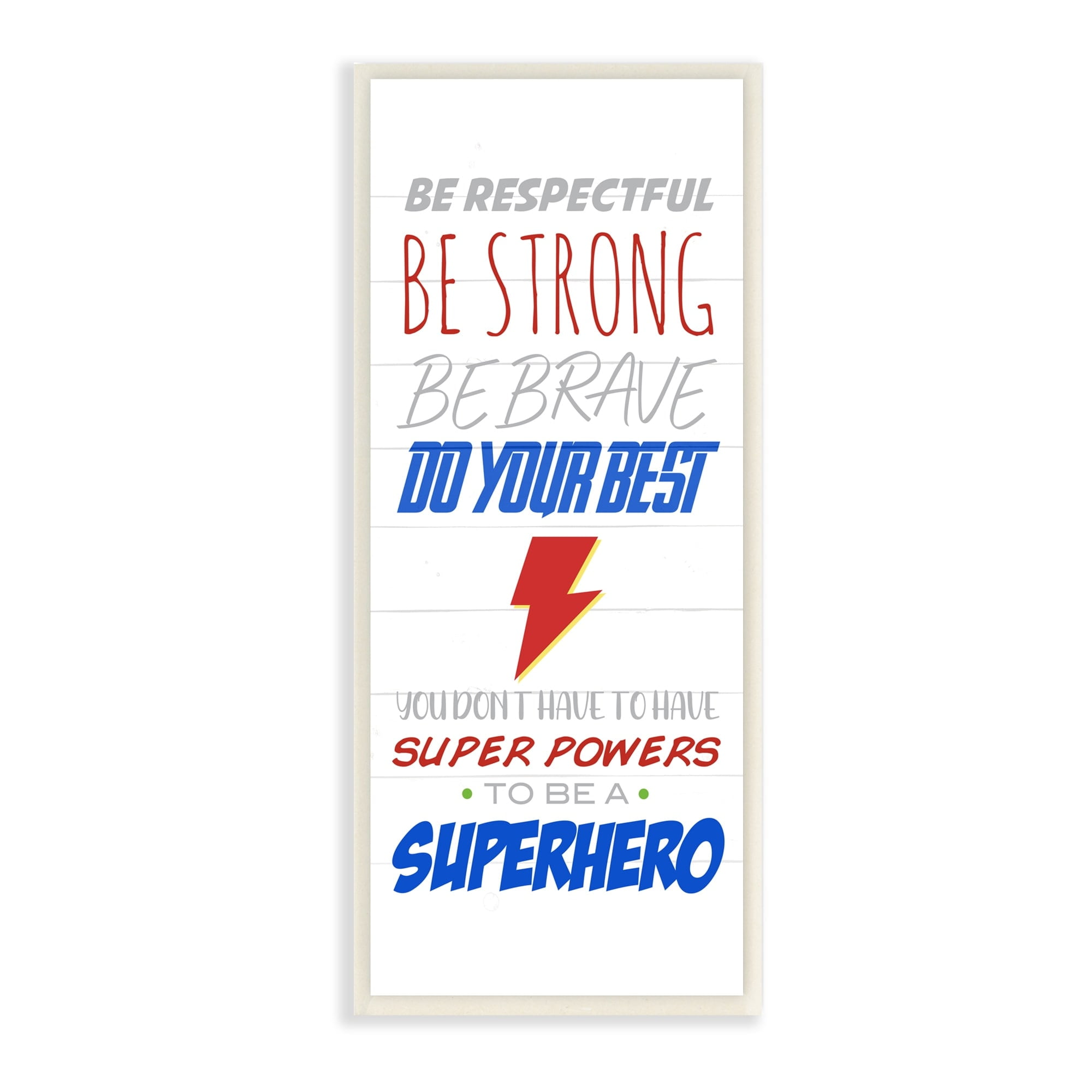 Stupell Industries Superheroes Do Their Best Phrase Thunderbolt Symbol ,7 x 17, Design by Anna Quach