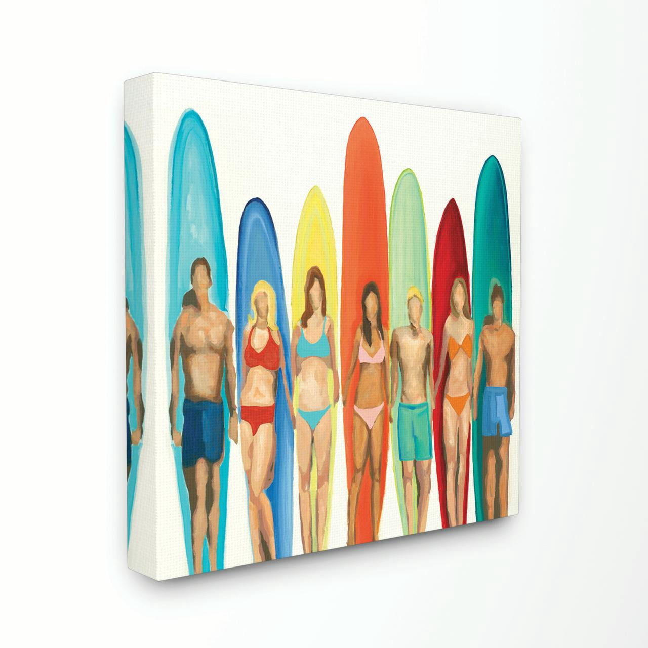 Stupell Industries Surf And Boards Figures Beach Painting Canvas Wall Art by Third and Wall, 30" x 30", Canvas