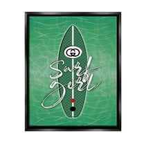Stupell Industries Surf Girl on Green Beauty & Fashion Painting Black Floater Framed Canvas Art Print Wall Art, 17 x 21
