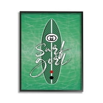 Stupell Industries Surf Girl on Green Beauty & Fashion Painting Black Framed Art Print Wall Art, 11 x 14