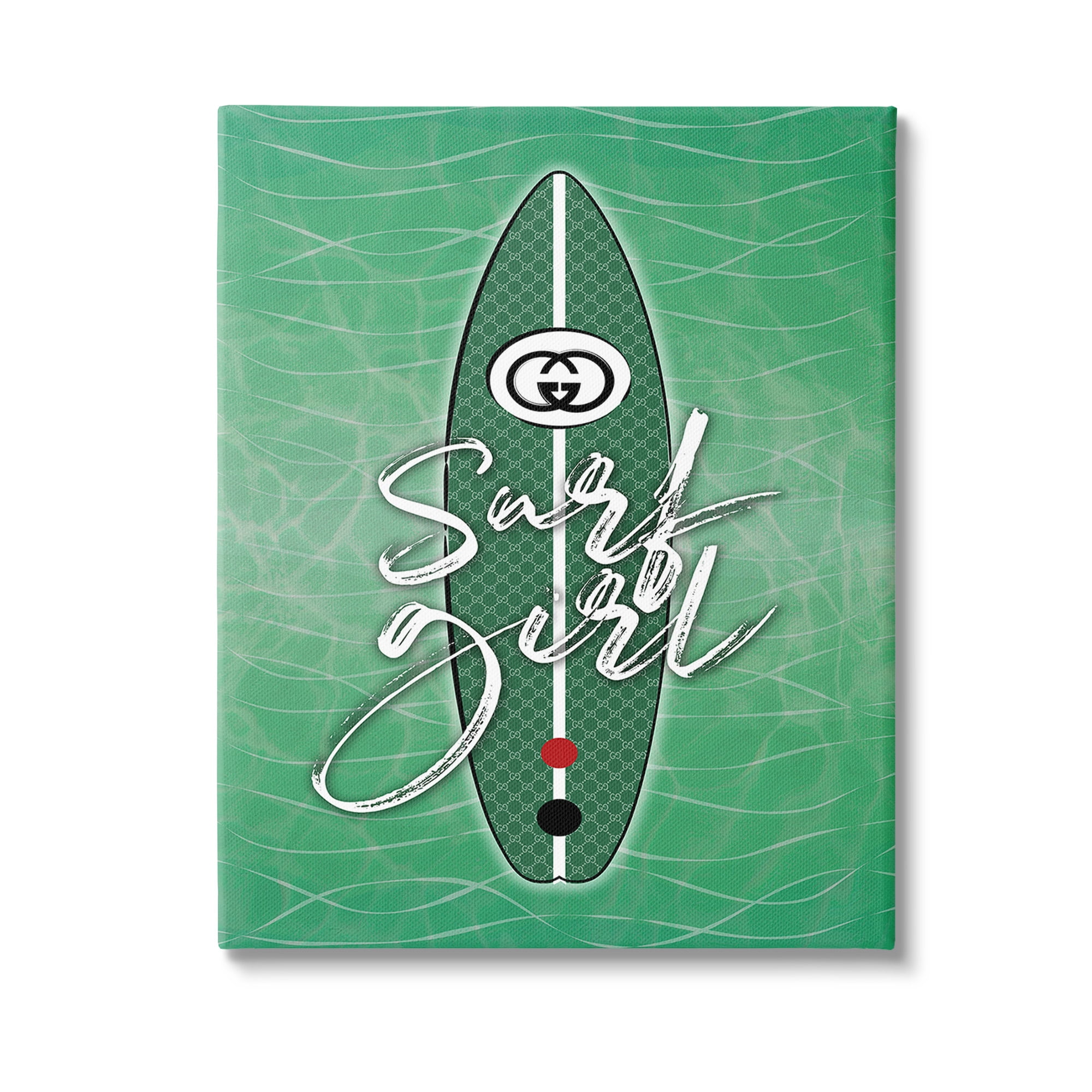 Stupell Industries Surf Girl on Green Beauty & Fashion Painting Gallery Wrapped Canvas Art Print Wall Art, 36 x 48