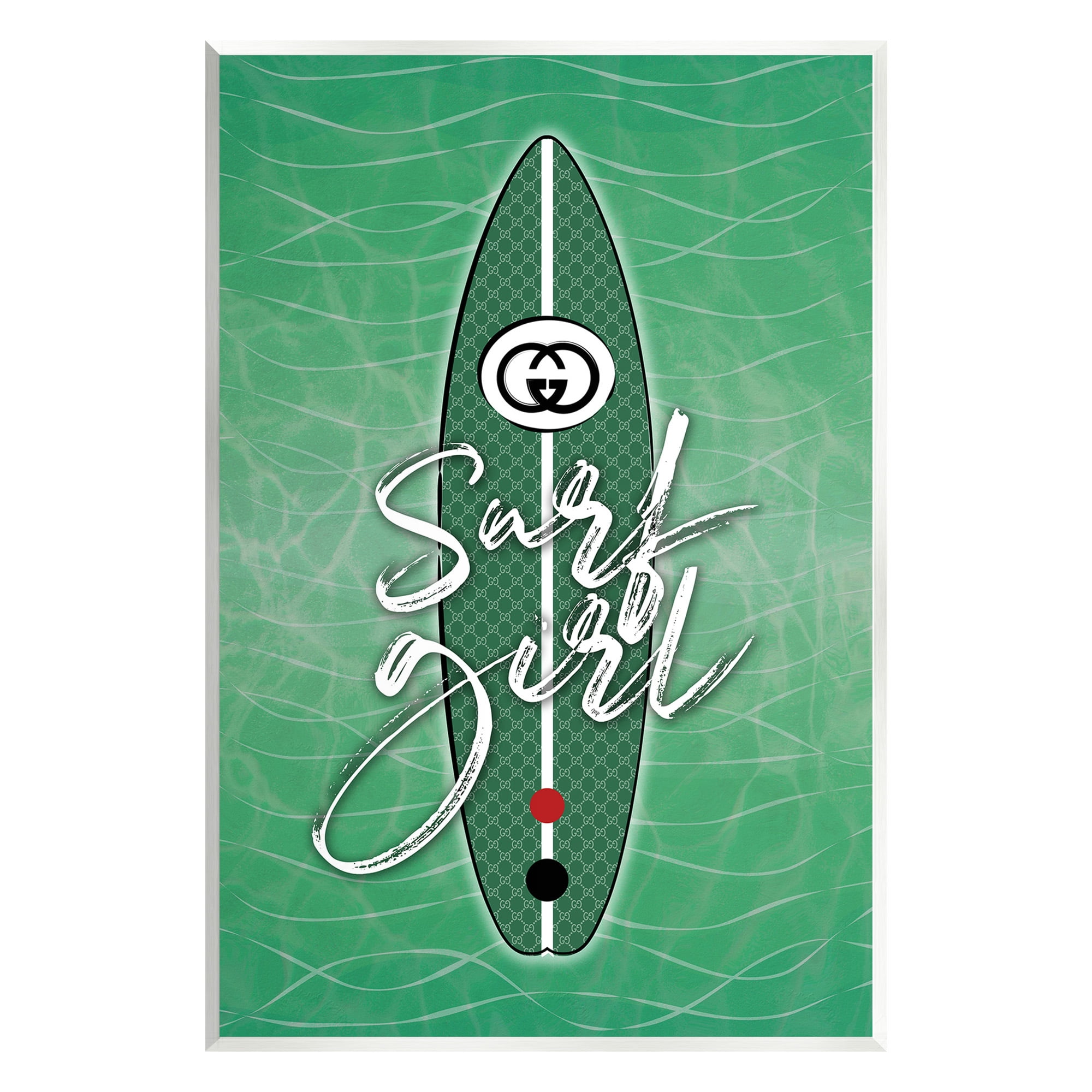 Stupell Industries Surf Girl on Green Beauty & Fashion Painting Unframed Art Print Wall Art, 13 x 19