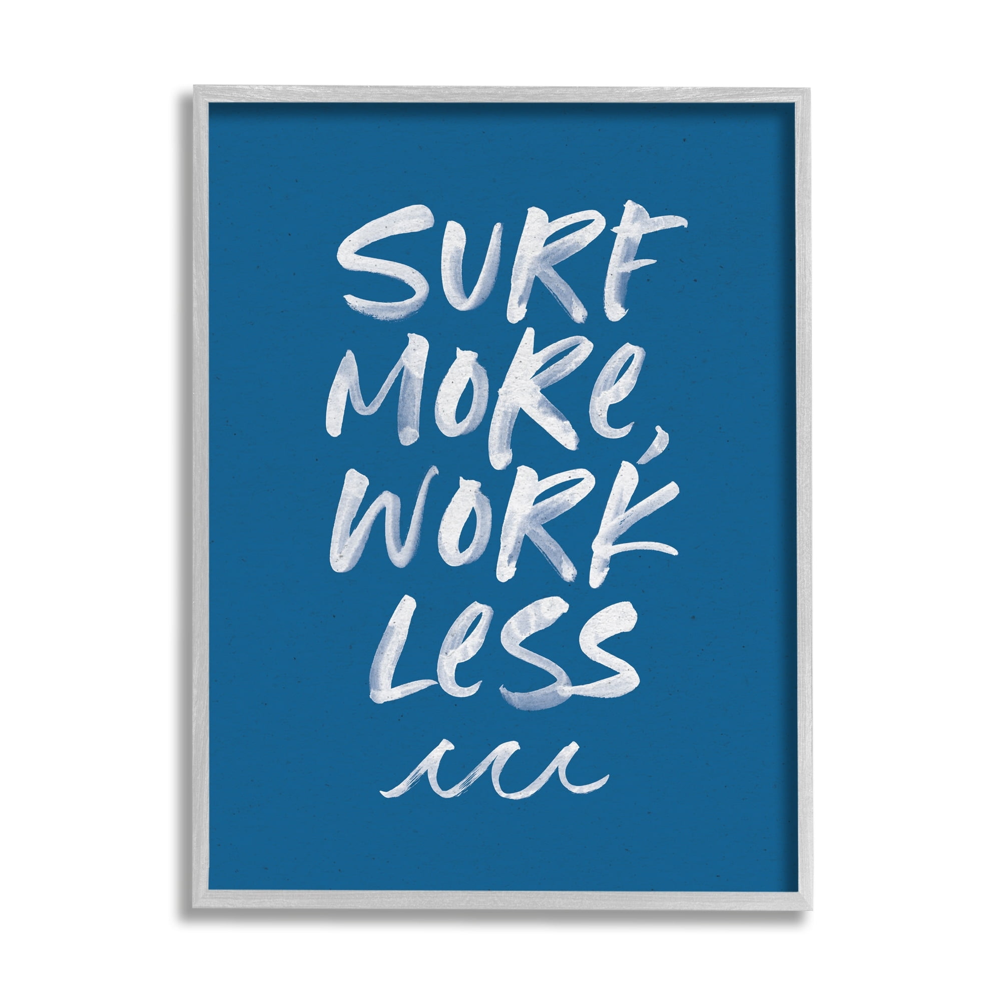 Stupell Industries Surf More Work Less Nautical Phrase Ocean Waves Graphic Art Gray Framed Art Print Wall Art, 24x30, by Wild Apple Portfolio