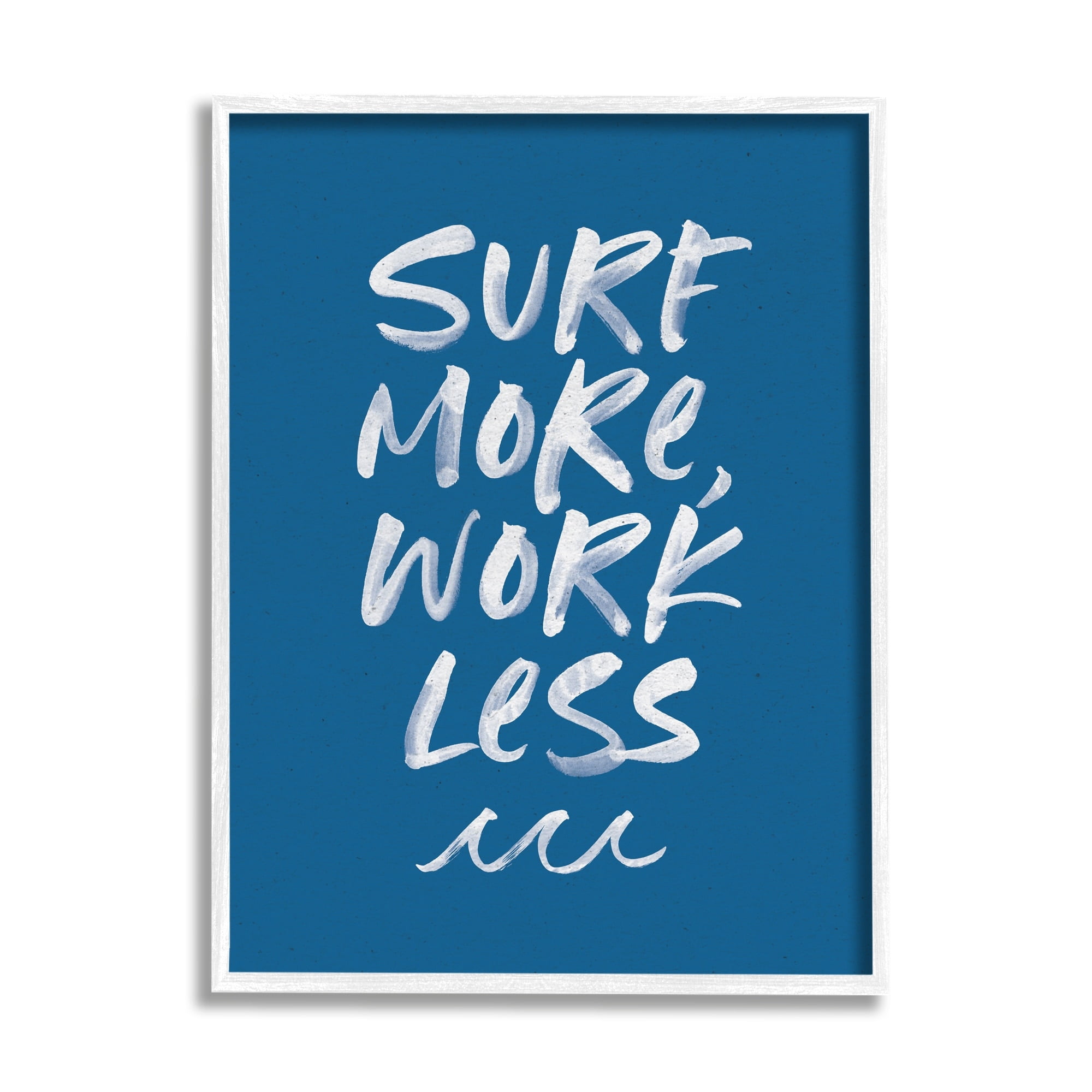 Stupell Industries Surf More Work Less Nautical Phrase Ocean Waves Graphic Art White Framed Art Print Wall Art, 16x20, by Wild Apple Portfolio