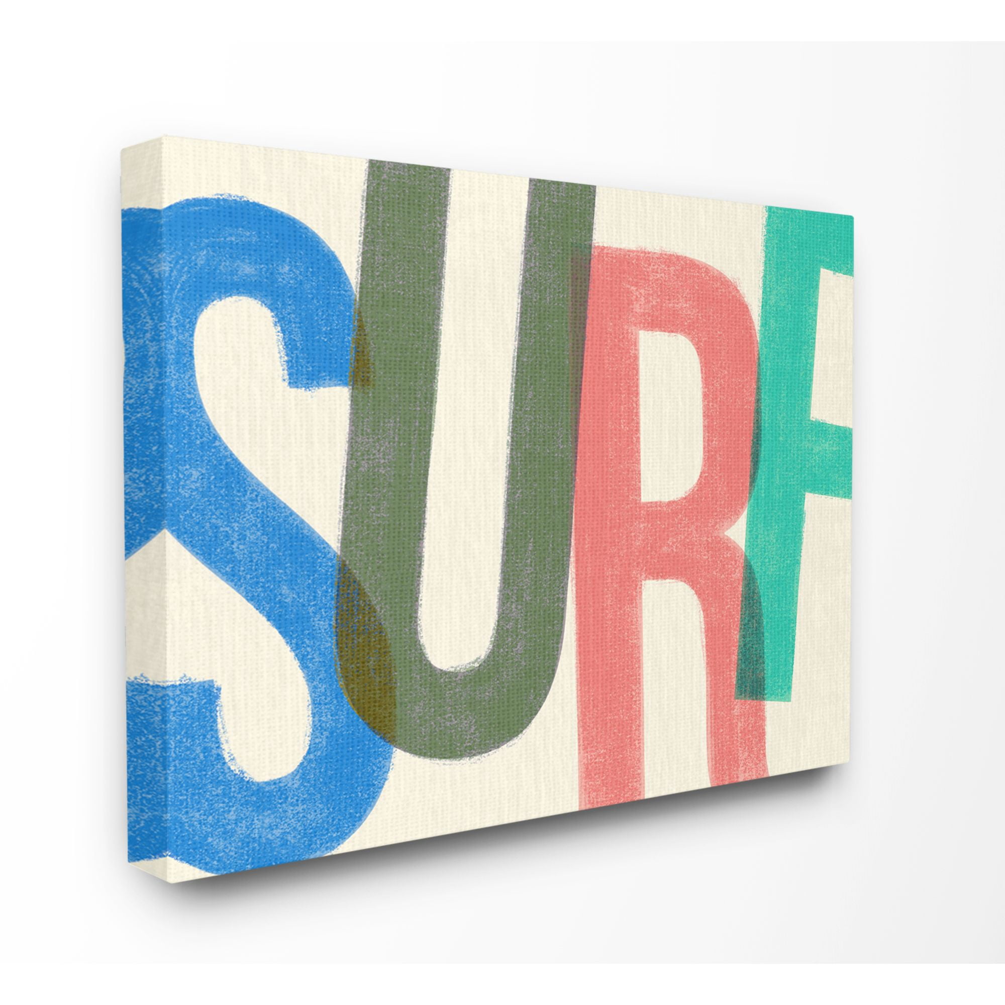 Stupell Industries Surf Print Beach Modern Textured Word Design Canvas Wall Art by Daphne Polselli