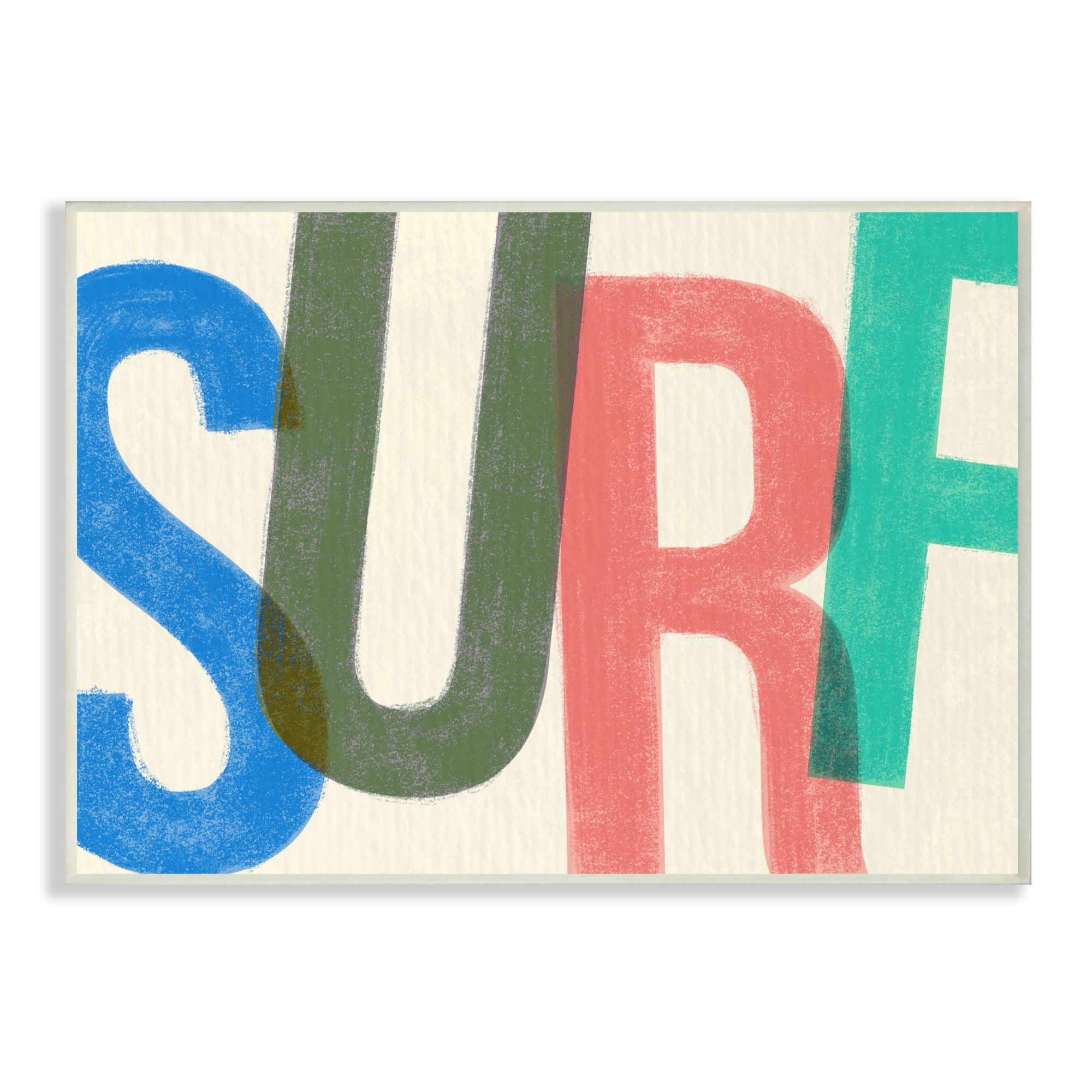 Stupell Industries Surf Print Beach Modern Textured Word Design Wall Plaque by Daphne Polselli