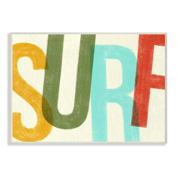 Stupell Industries Surf Print Modern Beach Textured Word Design Wall Plaque by Daphne Polselli