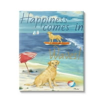 Stupell Industries Surf Pup Happiness in Waves Graphic Art Gallery Wrapped Canvas Print Wall Art, Design by Paul Brent