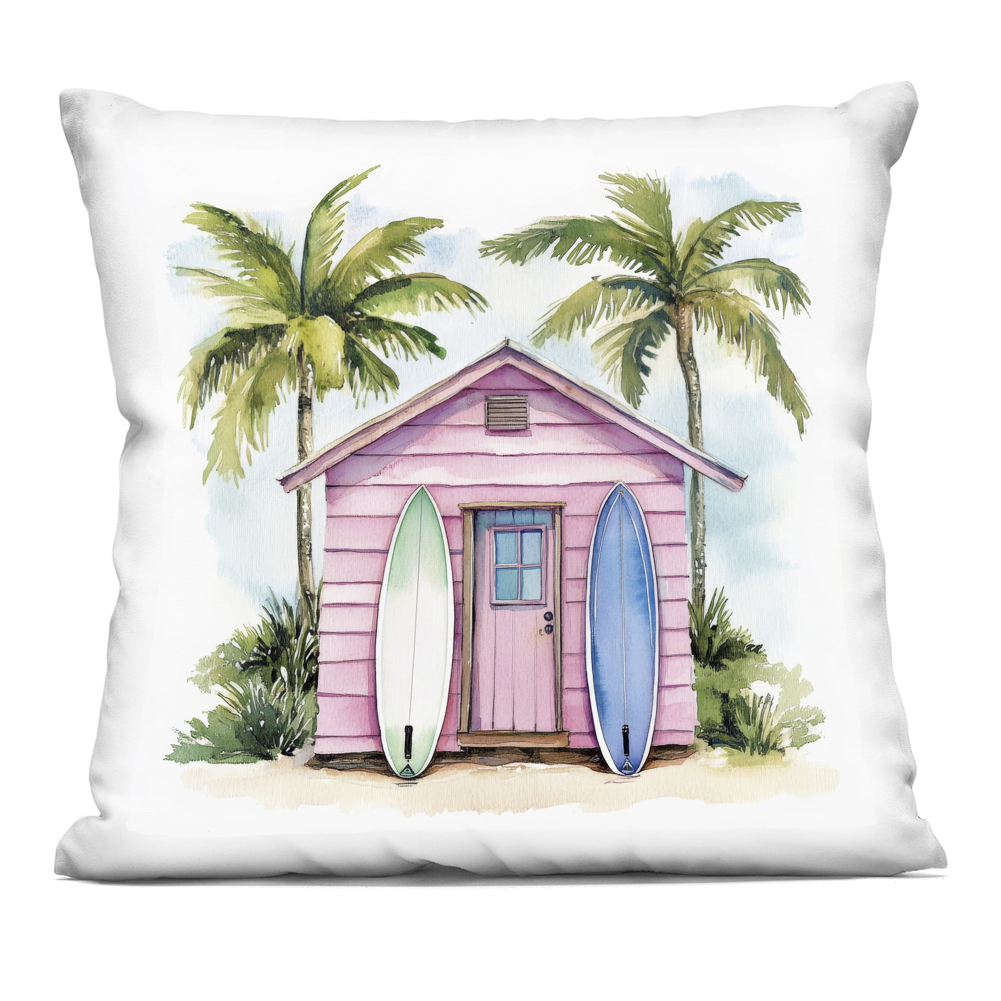 Stupell Industries Surf Shack Under Palms Decorative Printed Throw Pillow, design by Petal Prints Design, 18 x 7 x 18