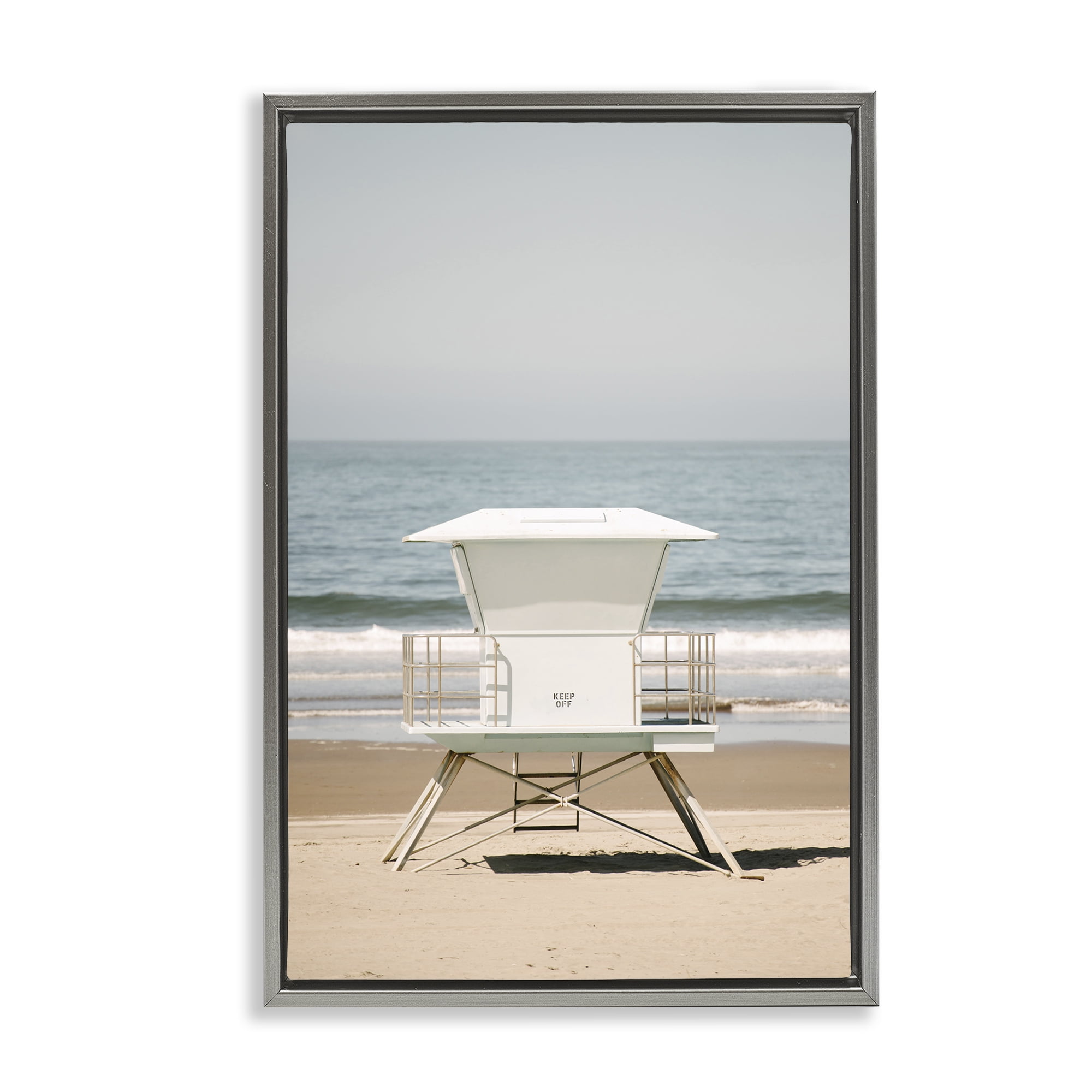 Stupell Industries Surf Shack on Shore Nautical & Beach Photography Gray Floater Framed Canvas Art Print Wall Art, 17 x 25