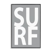 Stupell Industries Surf Word on Grey Typography Painting Black Framed Art Print Wall Art, 12 x 18