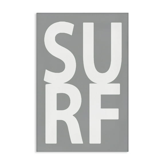 Stupell Industries Surf Word on Grey Typography Painting Gallery Wrapped Canvas Art Print Wall Art, 16 x 24