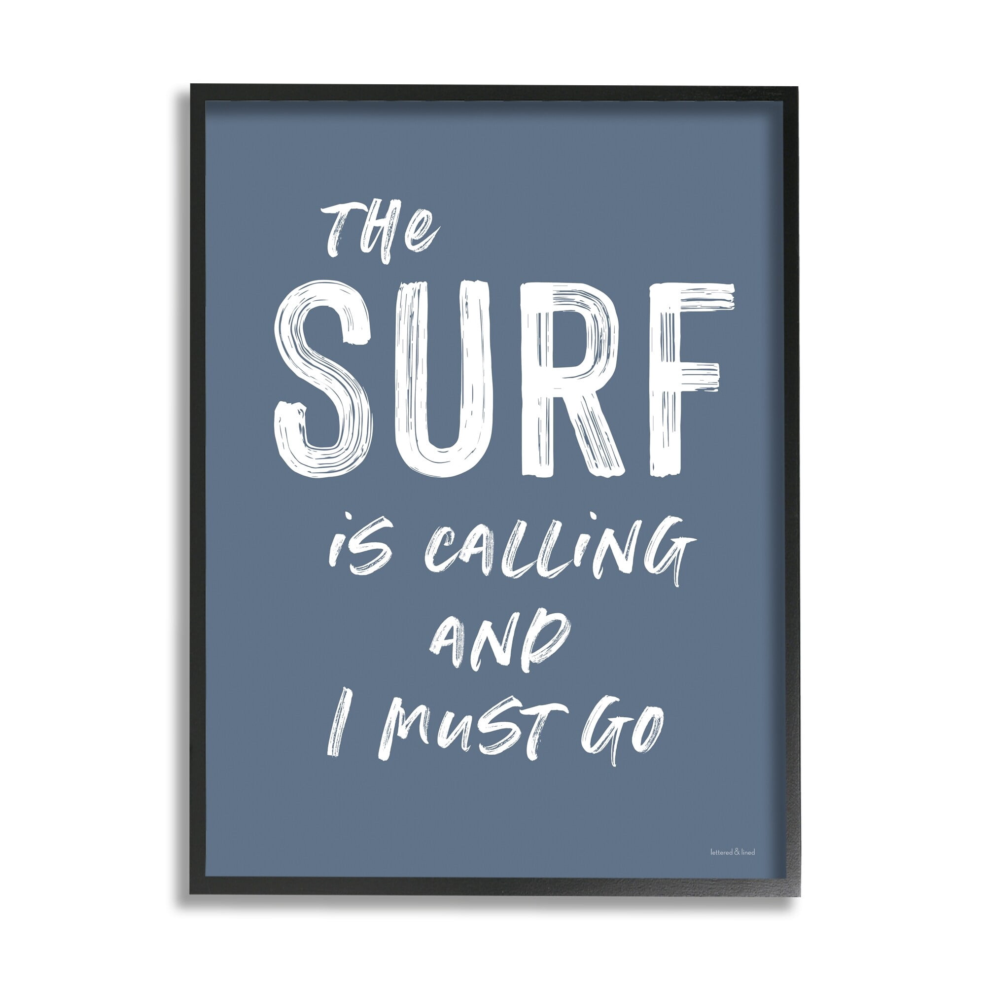Stupell Industries Surf is Calling I Must Go Nautical Phrase Graphic Art Black Framed Art Print Wall Art, 16x20, by Lettered and Lined