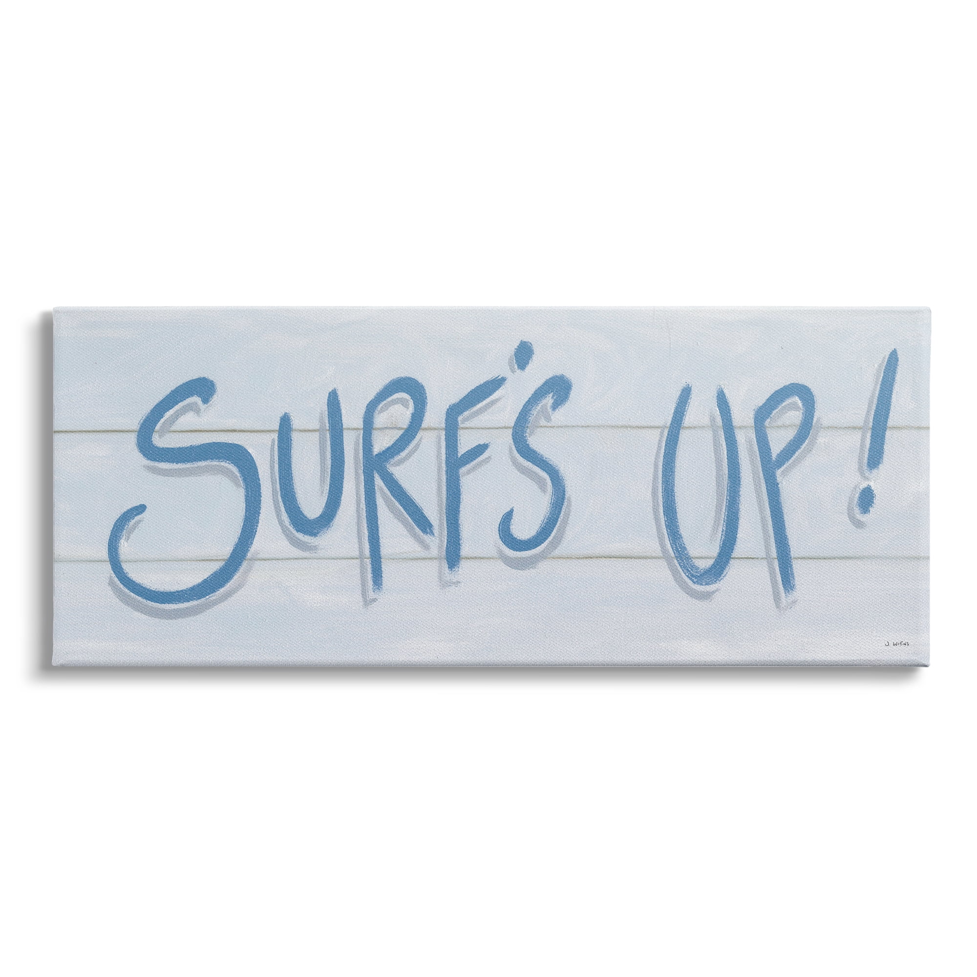 Stupell Industries Surf's Up Nautical Beach Phrase Soft Blue Typography Graphic Art Gallery-Wrapped Canvas Print Wall Art, 40x17, by James Wiens