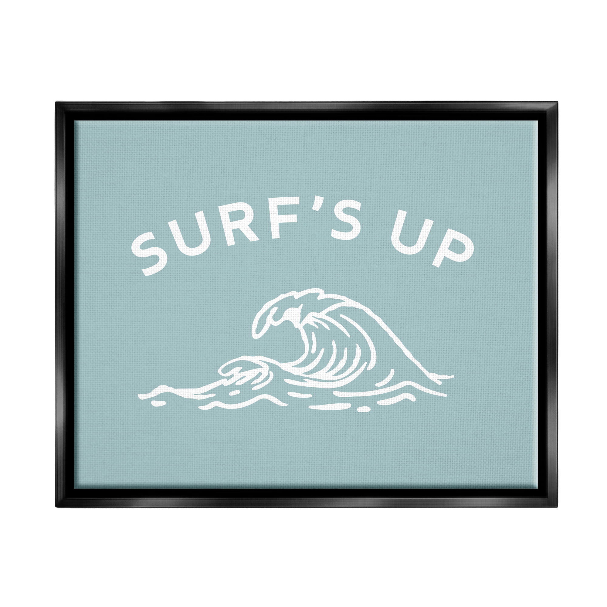 Stupell Industries Surf's Up Sea Wave Landscape Painting Black Floater Framed Canvas Art Print Wall Art, 21 x 17