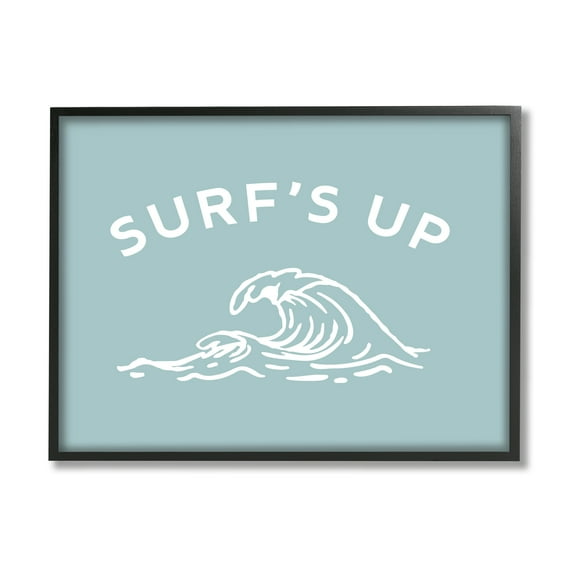 Stupell Industries Surf's Up Sea Wave Landscape Painting Black Framed Art Print Wall Art, 20 x 16