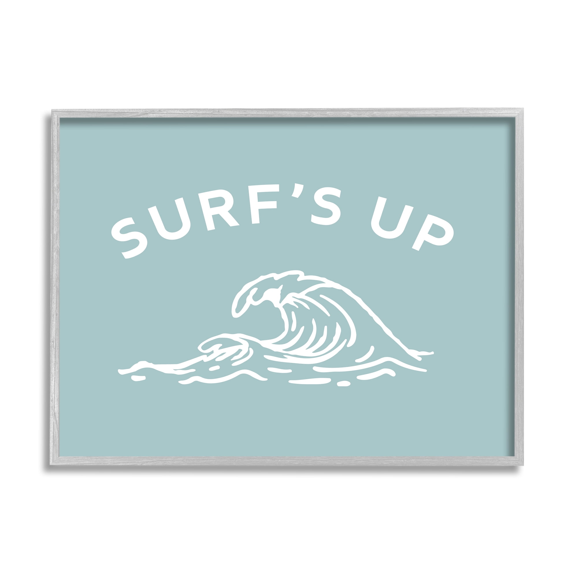 Stupell Industries Surf's Up Sea Wave Landscape Painting Gray Framed Art Print Wall Art, 30 x 24