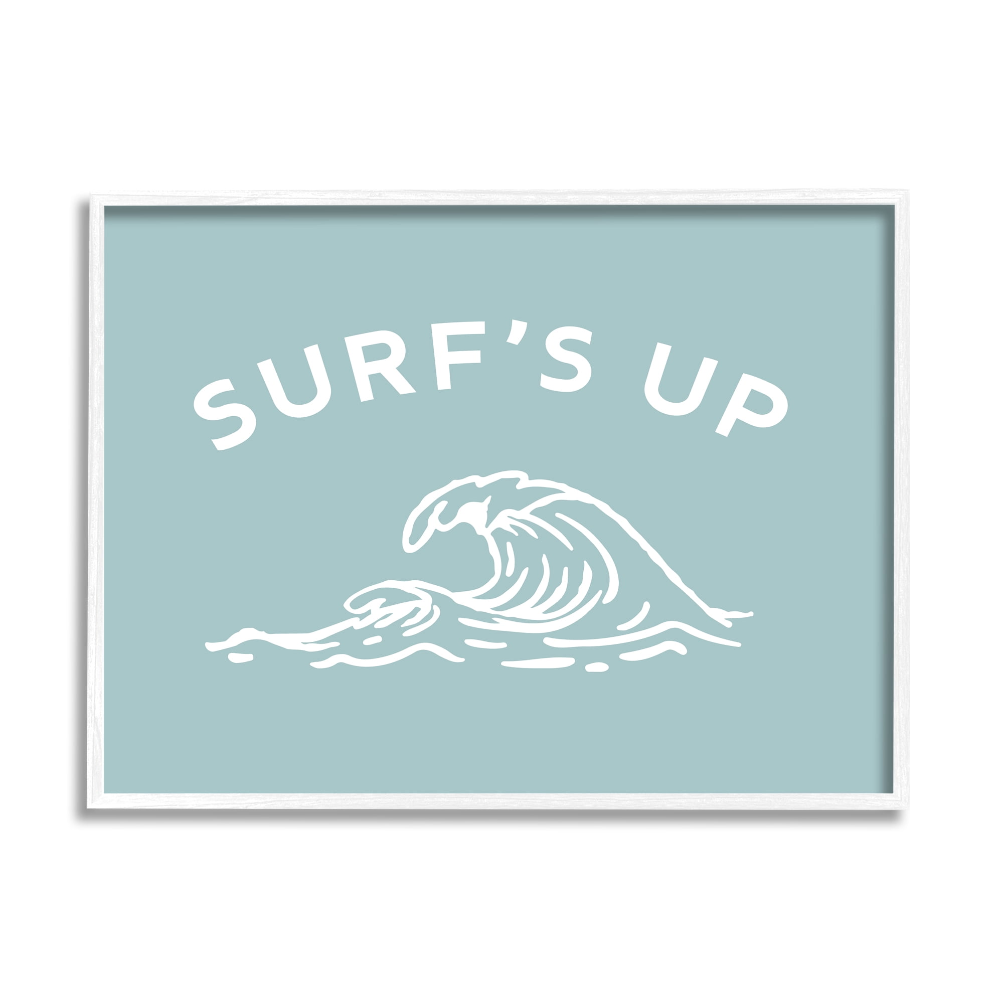 Stupell Industries Surf's Up Sea Wave Landscape Painting White Framed Art Print Wall Art, 14 x 11