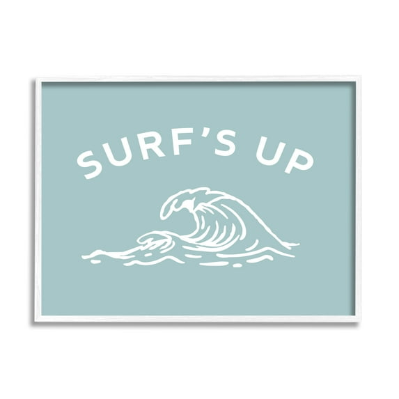 Stupell Industries Surf's Up Sea Wave Landscape Painting White Framed Art Print Wall Art, 20 x 16