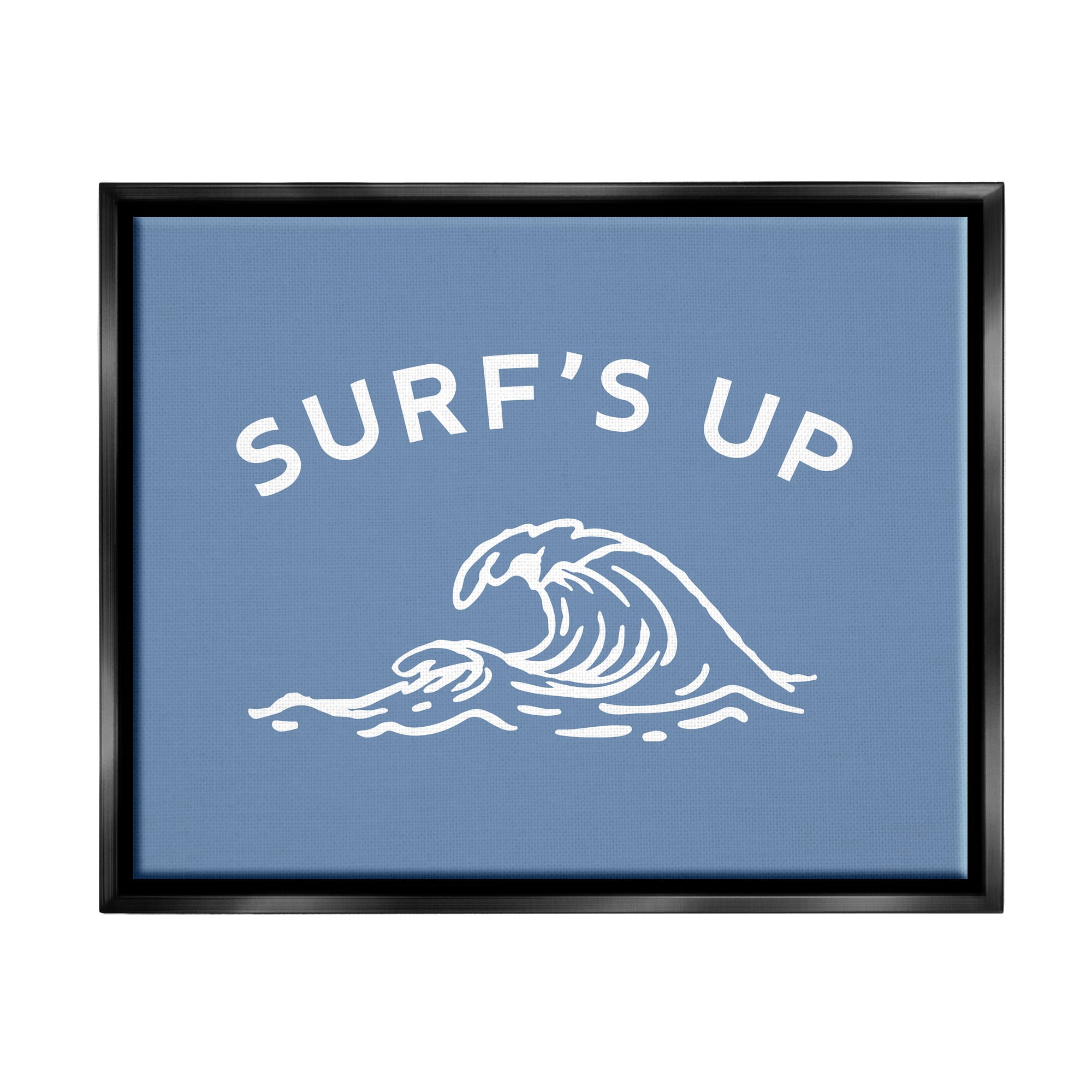 Stupell Industries Surf's Up on Blue Landscape Painting Black Floater Framed Canvas Art Print Wall Art, 21 x 17