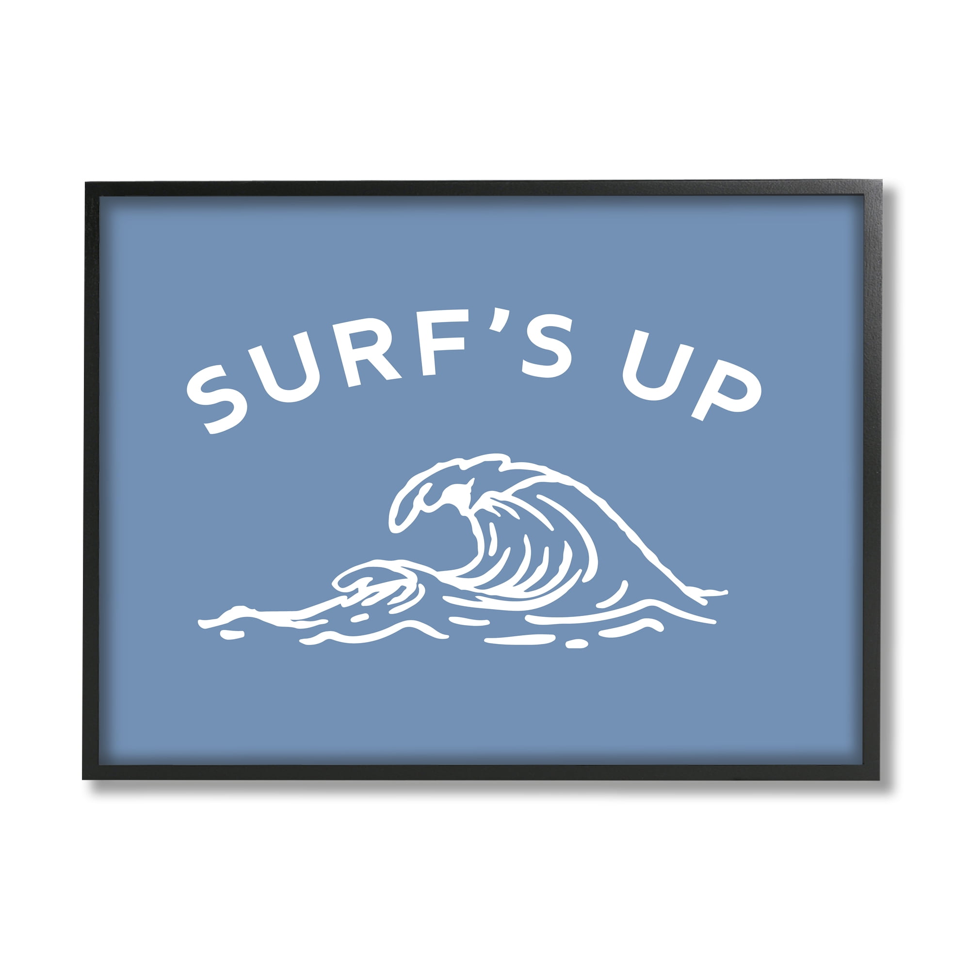 Stupell Industries Surf's Up on Blue Landscape Painting Black Framed Art Print Wall Art, 20 x 16