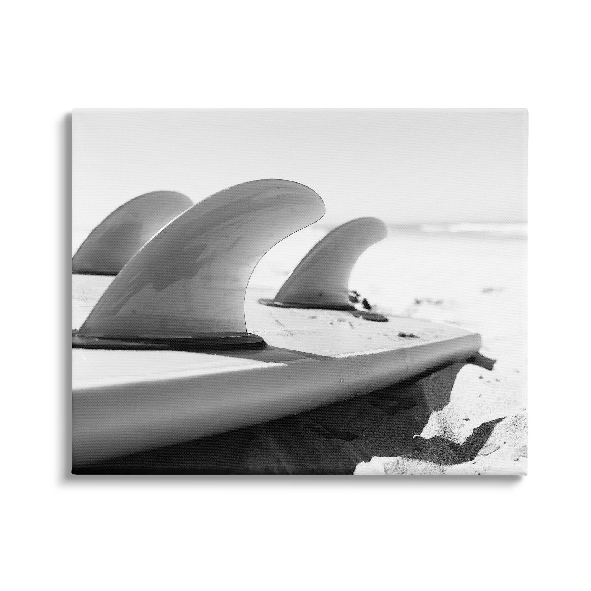 Stupell Industries Surfboard Fins Beach Sports Photography Ocean Coast Photograph Gallery Wrapped Canvas Print Wall Art, Design by Two Smart Blondes