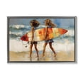 thumbnail image 1 of Stupell Industries Modern Surfboard Kids Friends Gray Floating Frame Canvas Art, 25 x 17, by Petals Prints Design, 1 of 7