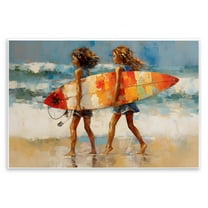 Stupell Industries Surfboard Kids Friends Sports Painting Unframed Art Print Wall Art, 15 x 10