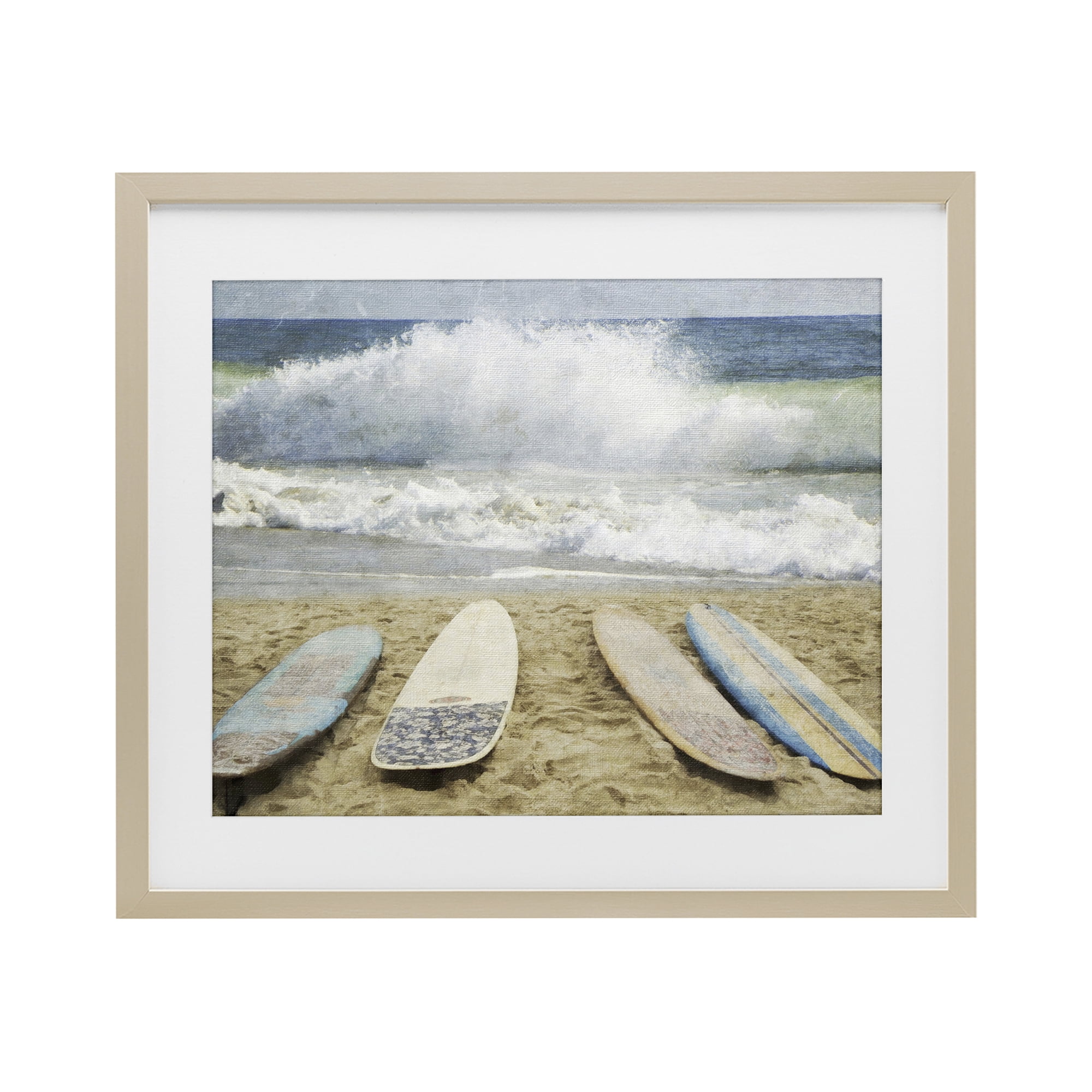 Stupell Industries Surfboards At The Ready Birch Framed Print Under Glass, design by Grotto Studios
