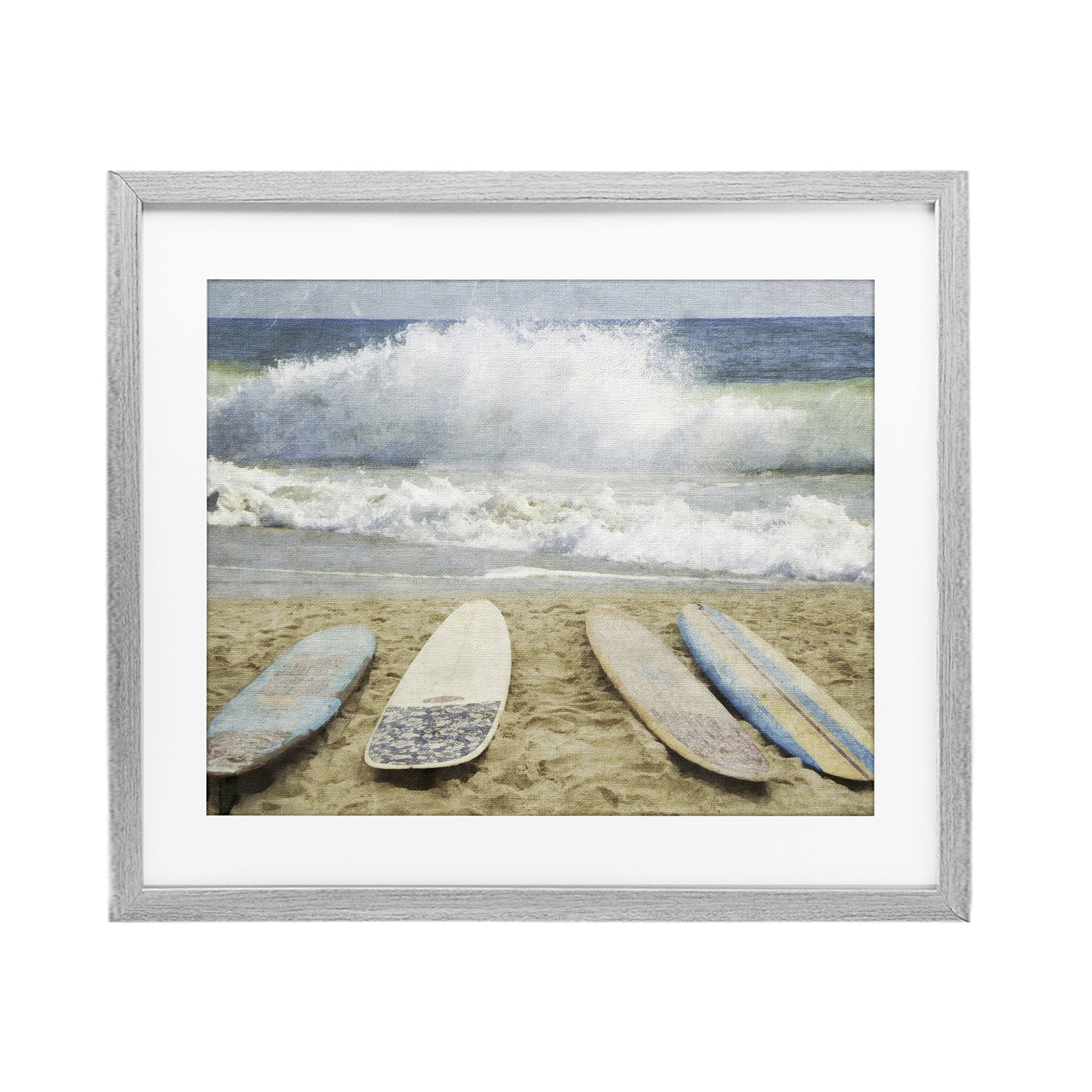 Stupell Industries Surfboards At The Ready Gray Framed Print Under Glass, design by Grotto Studios