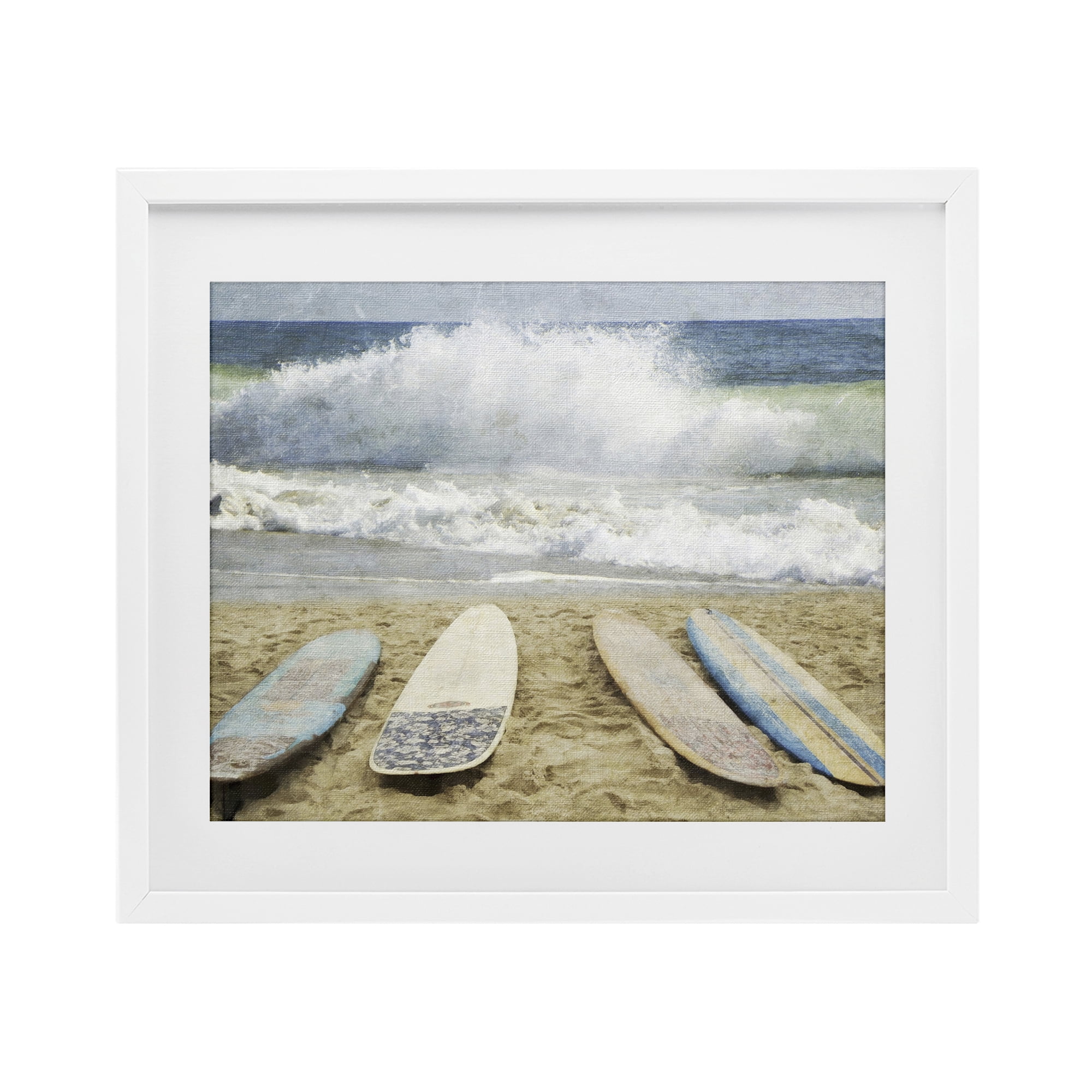 Stupell Industries Surfboards At The Ready White Framed Print Under Glass, design by Grotto Studios