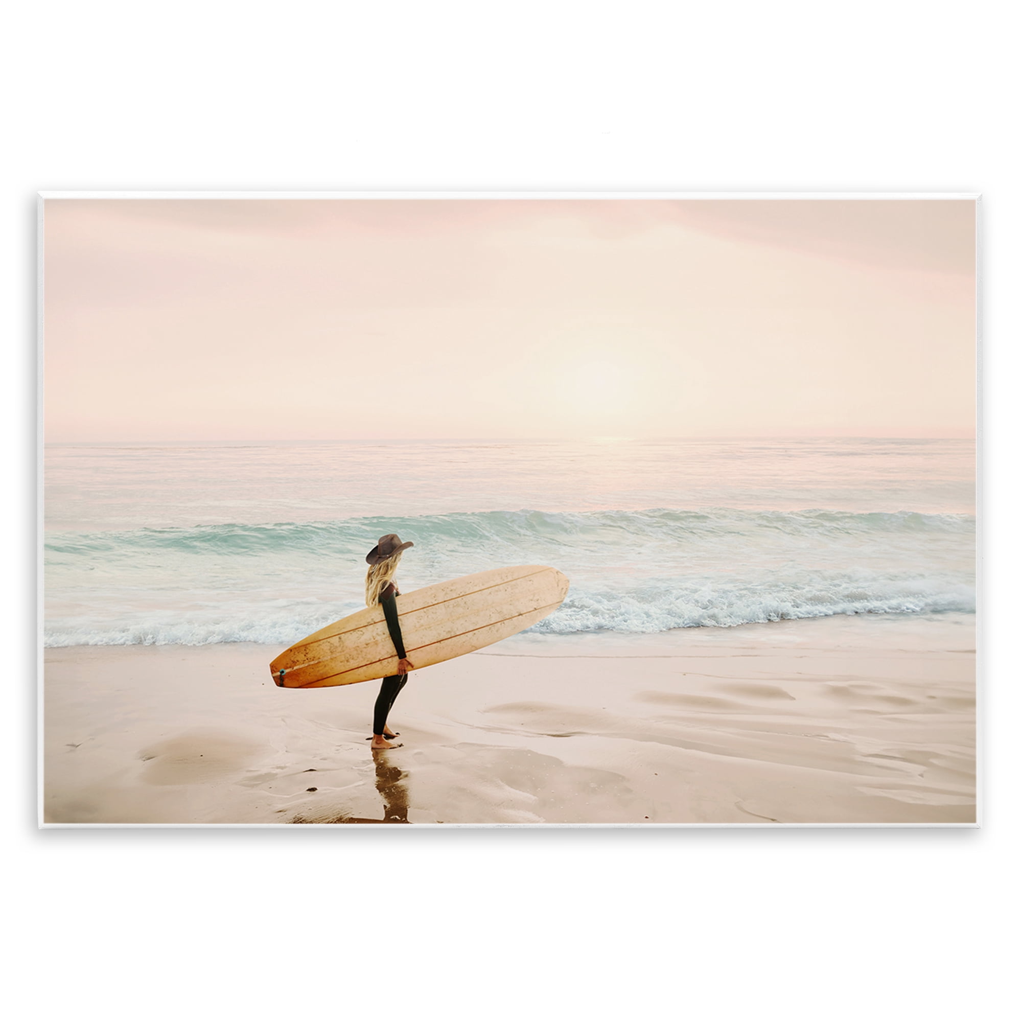 Stupell Industries Surfer Cowgirl on Beach Sports Photography Unframed Art Print Wall Art, 15 x 10