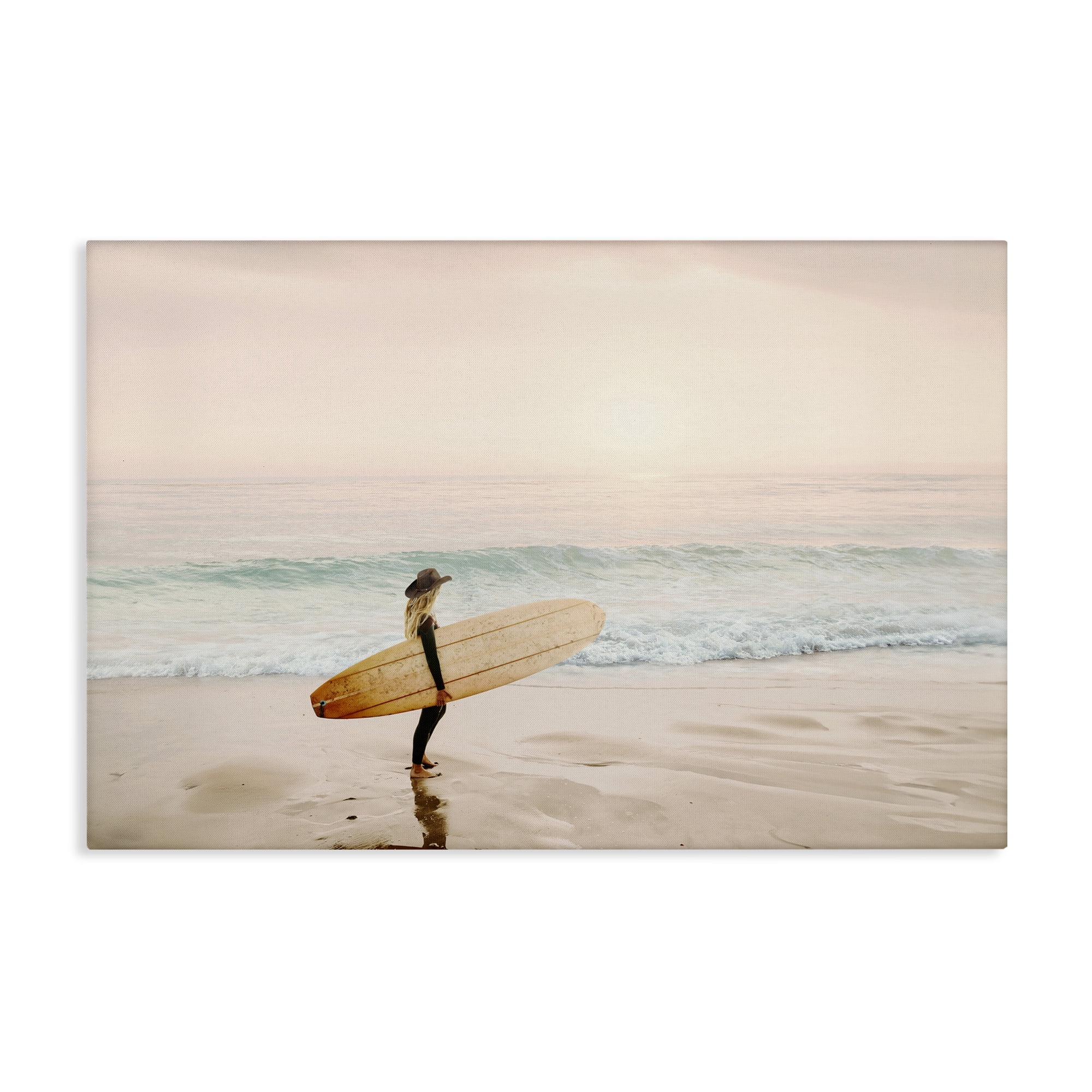 Stupell Industries Surfer Cowgirl on Beach Sports Photography Wrapped Canvas Art Print Wall Art, 30 x 20