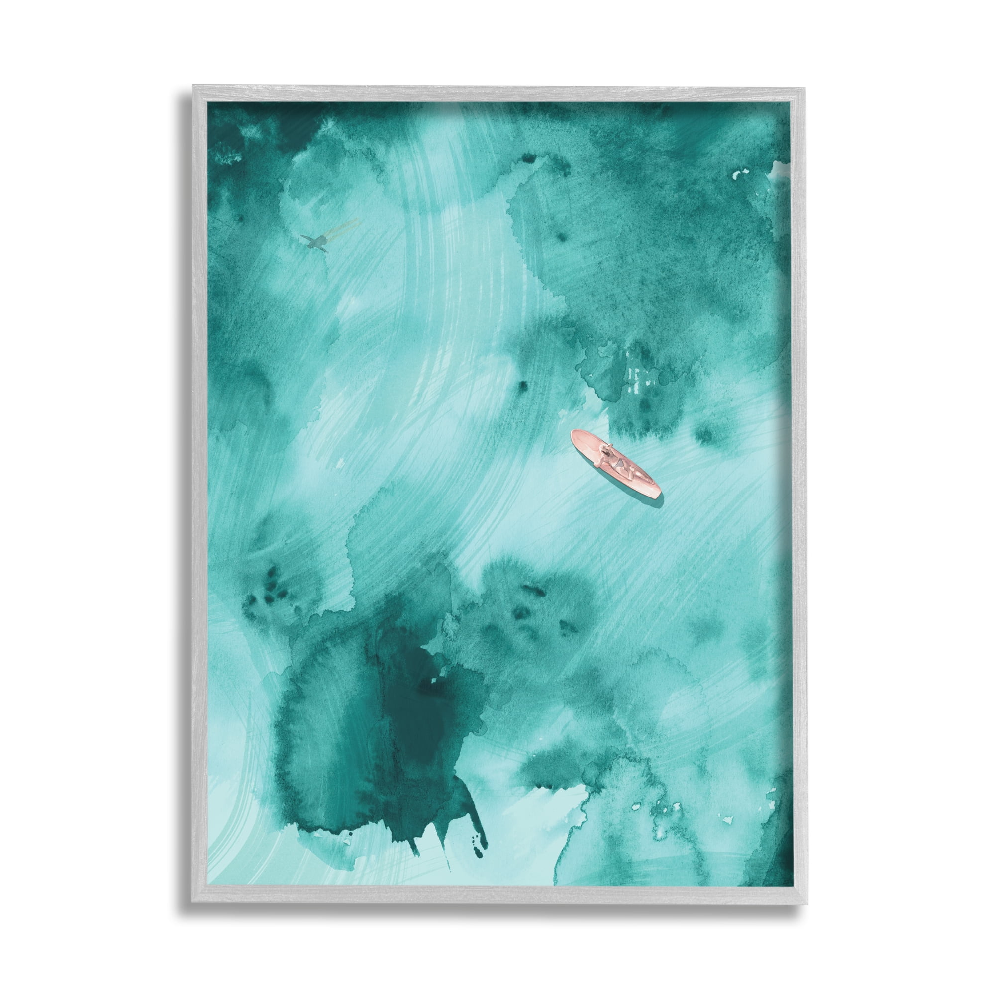 Stupell Industries Surfer Floating On Abstract Green Blue Water, 16 x 20, Designed by Jennifer Paxton Parker
