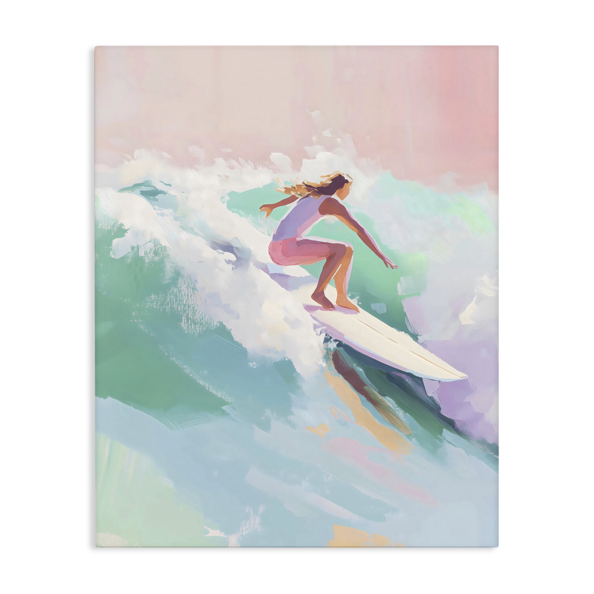 Stupell Industries Surfer Girl Riding Waves Canvas Wall Art, design by The Prints Vibe