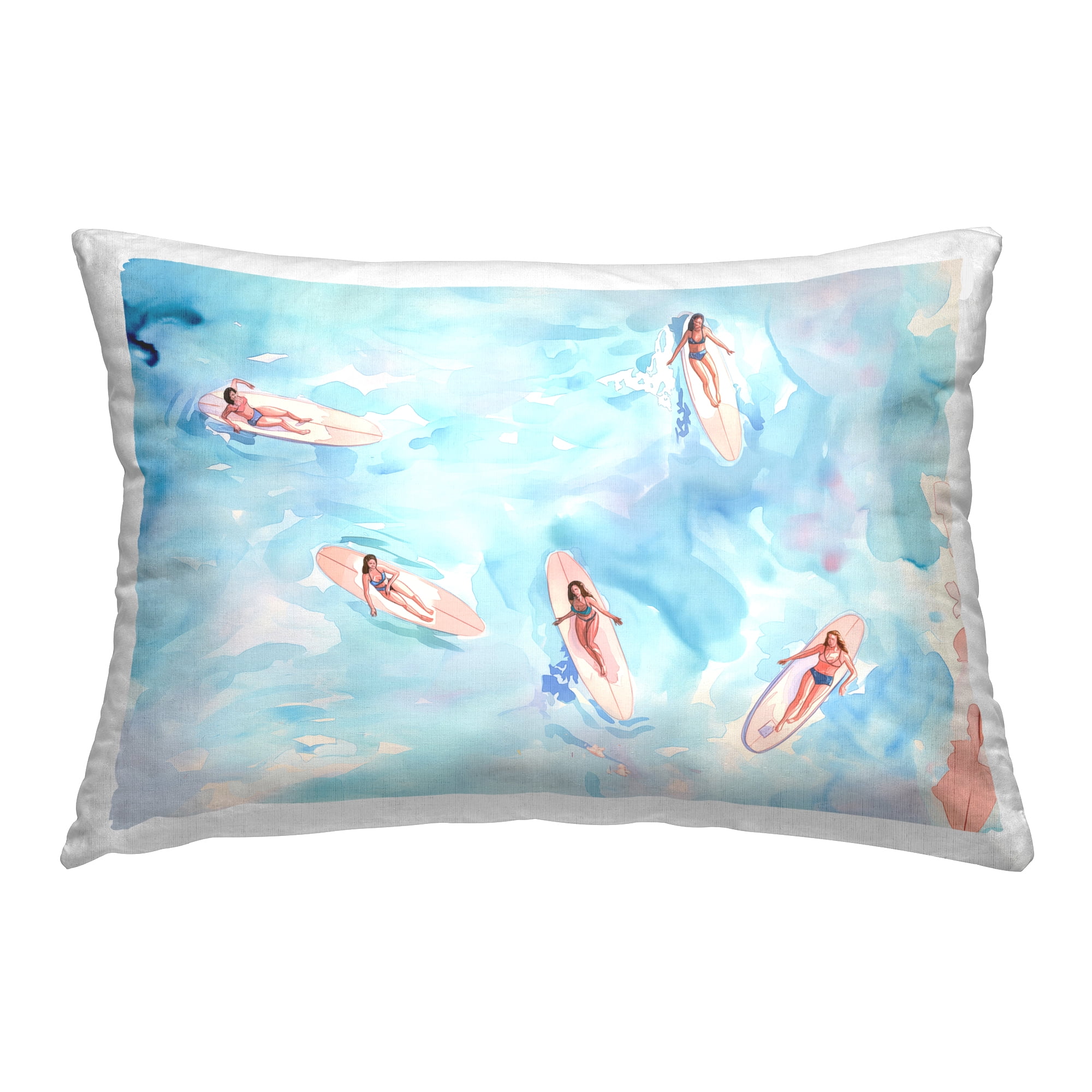 Stupell Industries Surfer Girls on Sea Decorative Printed Throw Pillow Design by Arlington Prints.