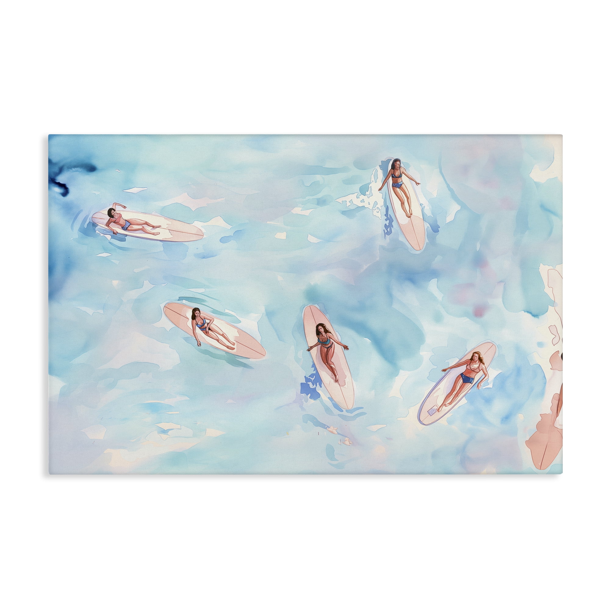Stupell Industries Surfer Girls on Sea People Painting Wrapped Canvas Art Print Wall Art, 30 x 20