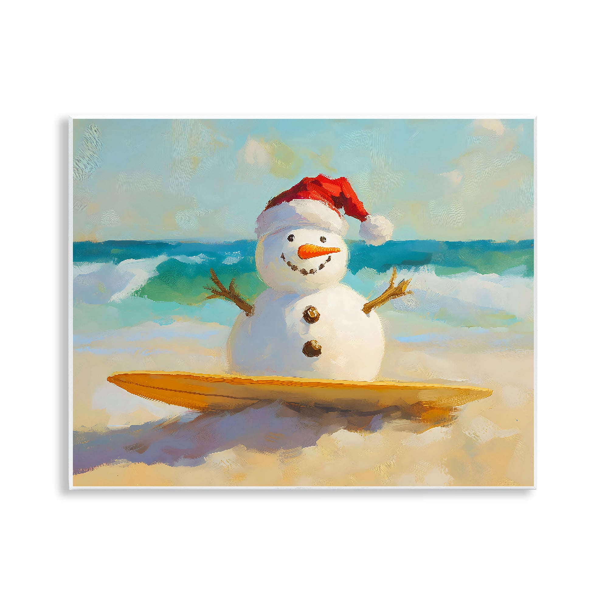 Stupell Industries Surfer Snowman on Beach Wall Plaque Art, design by The Prints Vibe