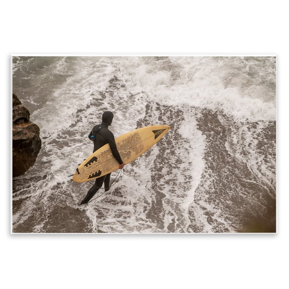 Stupell Industries Surfer Strolling Shore People Photography Unframed Art Print Wall Art, 15 x 10