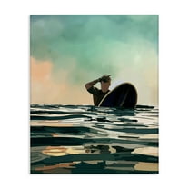 Stupell Industries Surfer with Ocean Reflection Nautical & Beach Painting Wrapped Canvas Art Print Wall Art, 16 x 20