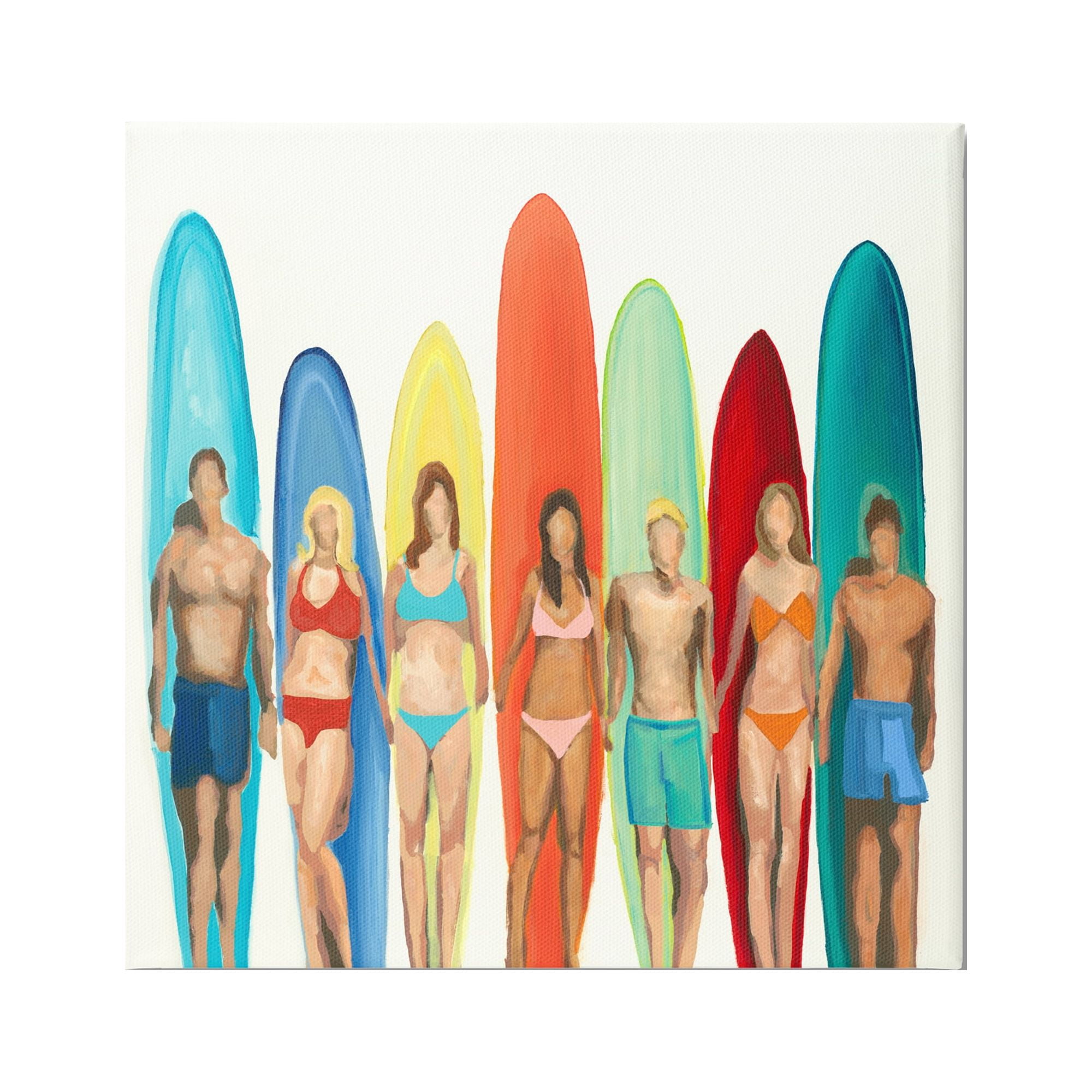 Stupell Industries Surfers & Boards Summer Sports Painting Gallery Wrapped Canvas Print Wall Art, 30 x 30