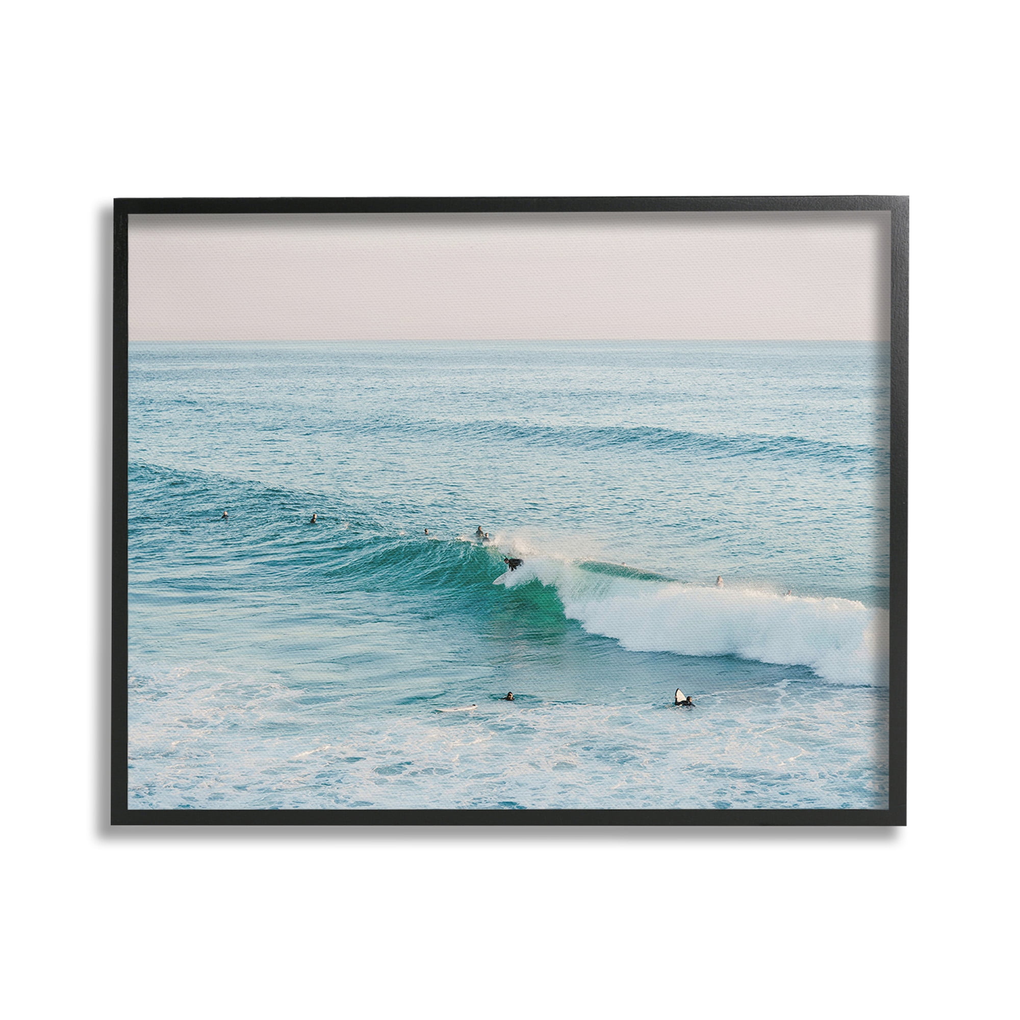 Stupell Industries Surfers Riding Waves Landscape Photography Black ...