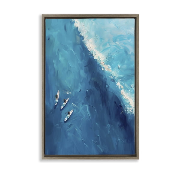 Stupell Industries Contemporary Surfers & Wave Aerial View Brown Floating Frame Canvas Art, 21 x 31, by LSR Design Studio
