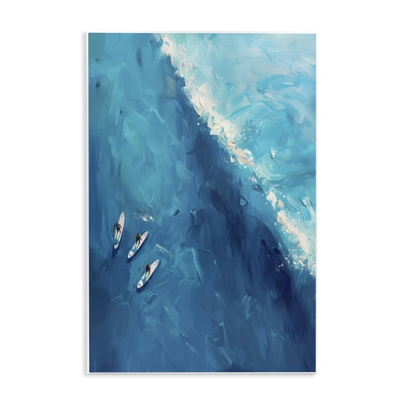 Stupell Industries Surfers & Wave Aerial View Sports & Sports Teams Painting Unframed Art Print Wall Art, 10 x 15