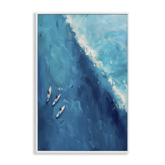 Stupell Industries Contemporary Surfers & Wave Aerial View White Framed Giclee Art, 12 x 18, by LSR Design Studio