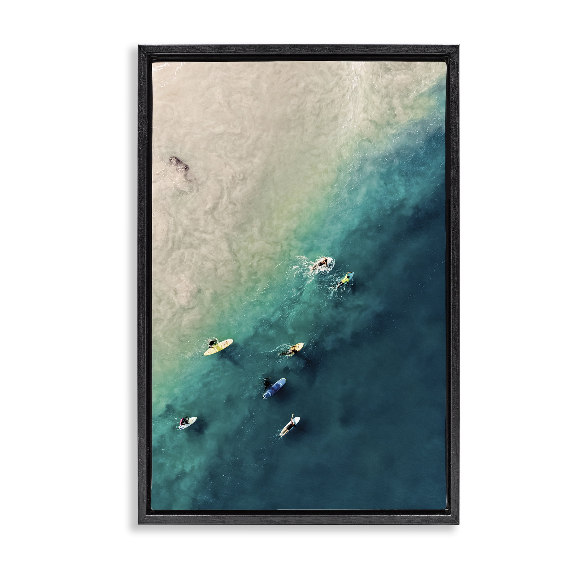 Stupell Industries Surfers on Vivid Shore Nautical & Beach Photography Black Floater Framed Canvas Art Print Wall Art, 17 x 25